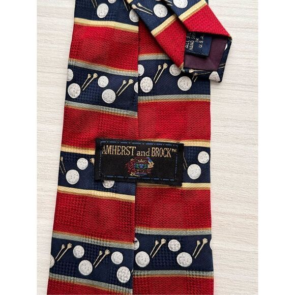 Amherst and Brock  Golf Themed Silk Tie - Picture 7 of 9